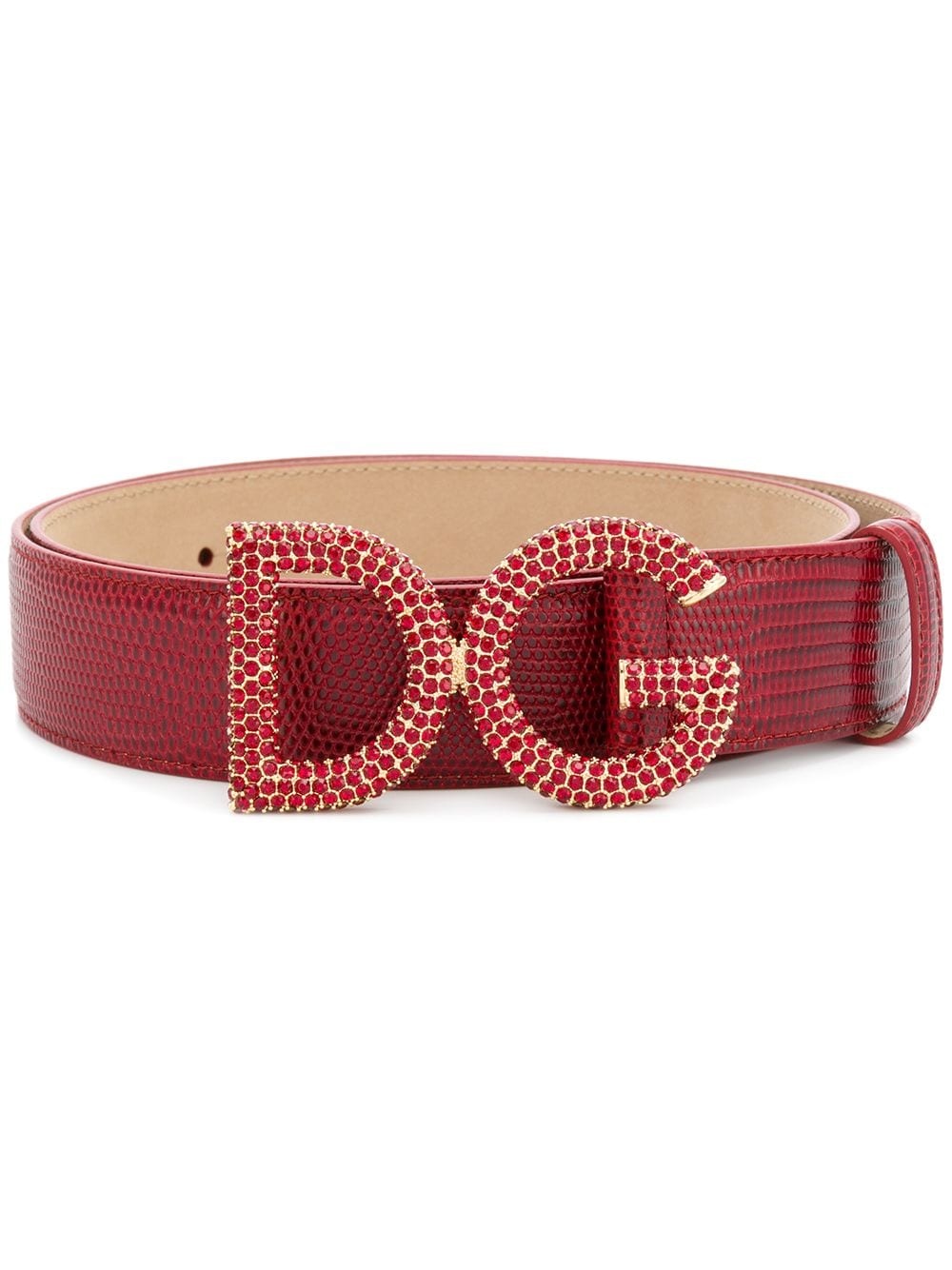 crystal embellished logo buckle belt - 1