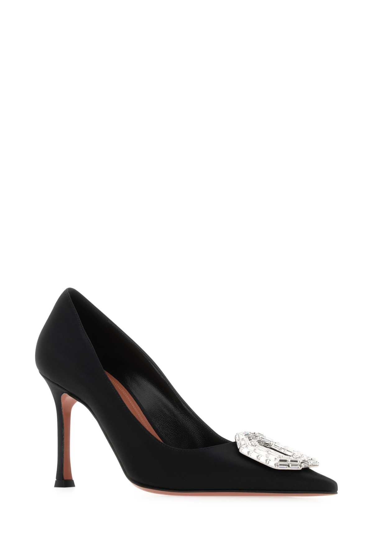 Amina Muaddi Women Camelia Pump 90 Satin Black White B - 5