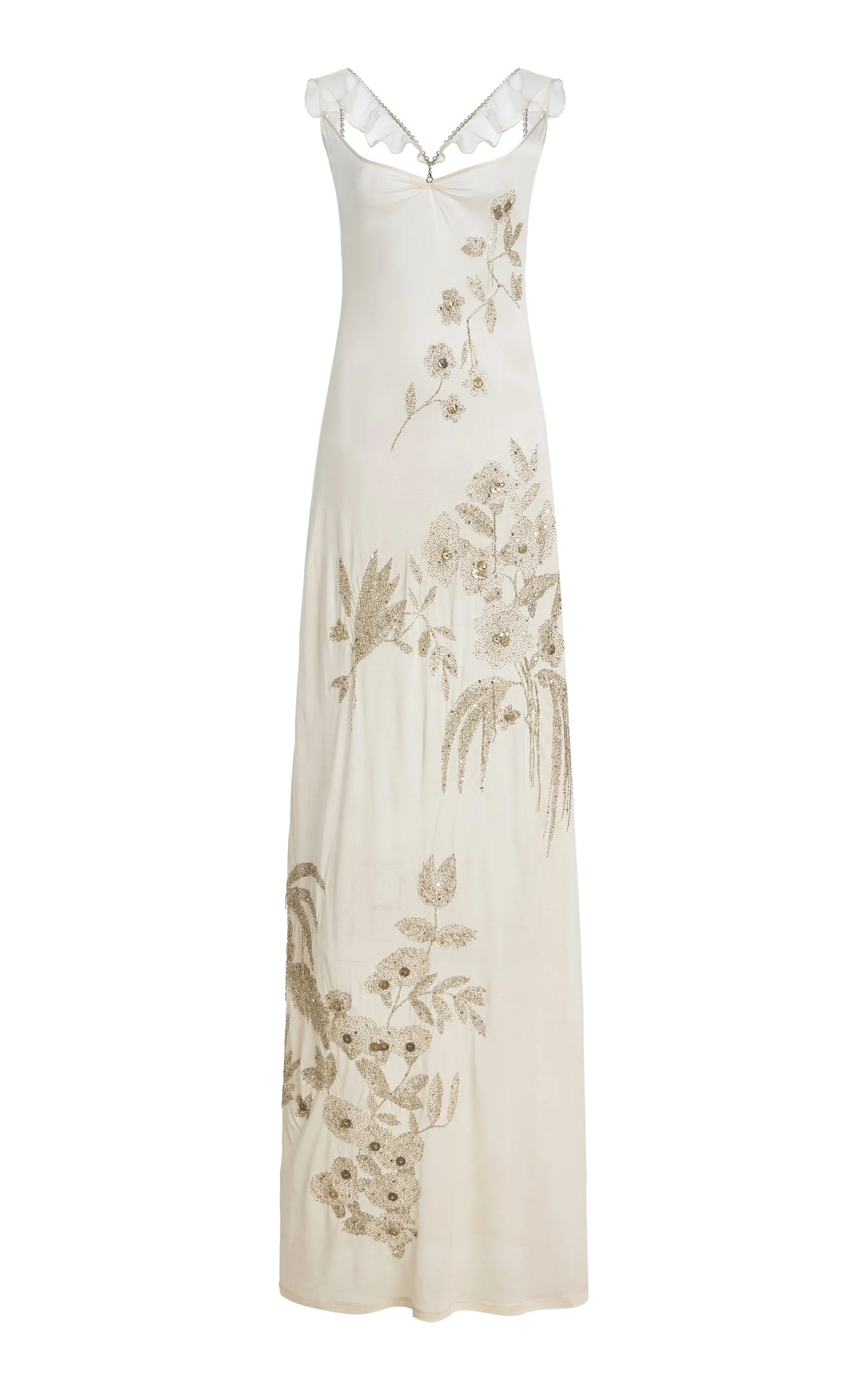 Exclusive Embellished Jersey Maxi Dress white - 1