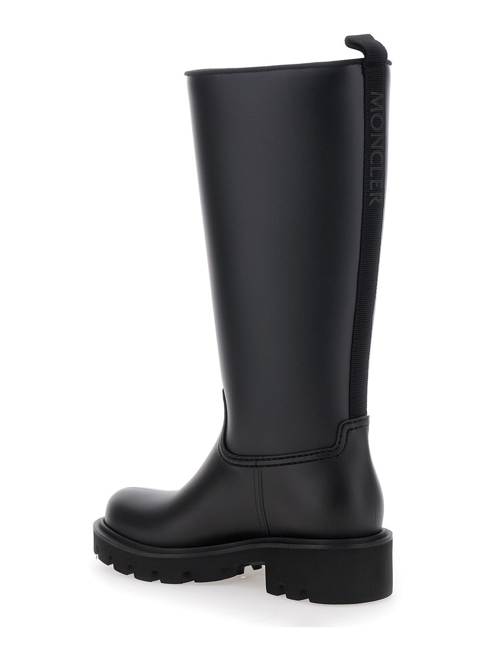 Moncler Women 'Kickstream' Black Boots With Low Block Heel And Tonal Logo Patch On The Side In Tech  - 3
