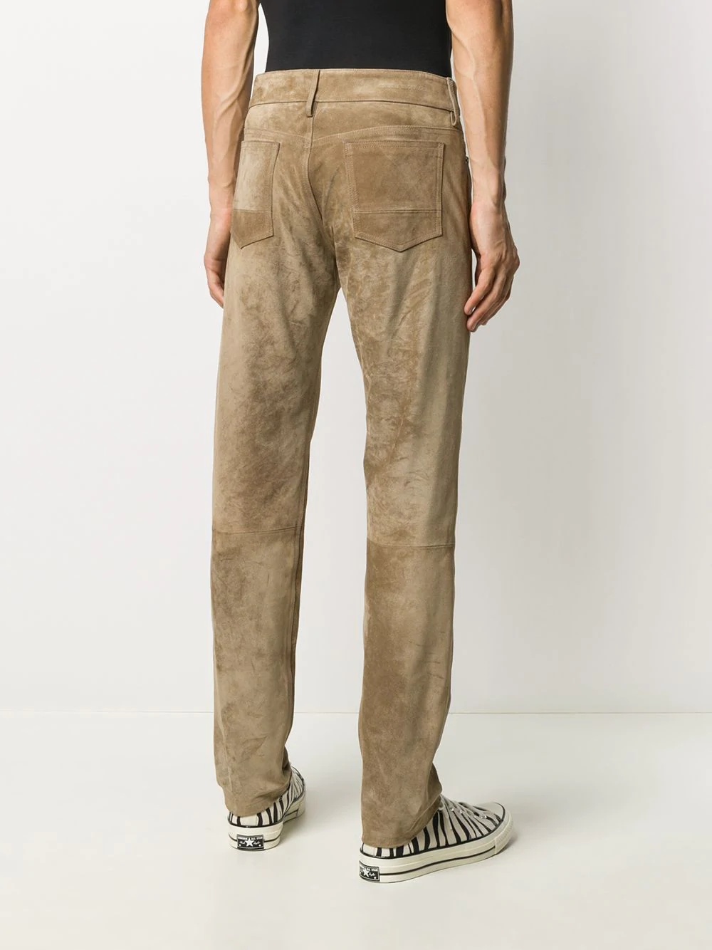 suede straight-leg trousers - 4