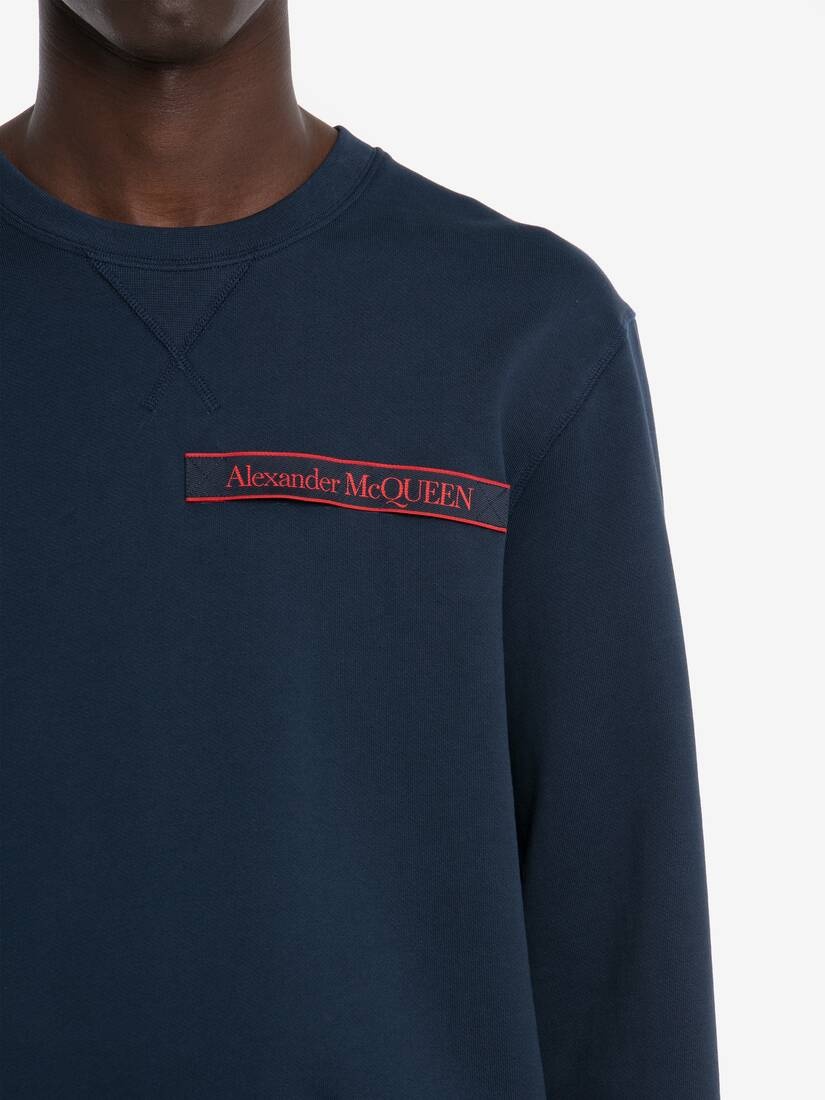 Selvedge Logo Tape Sweatshirt in Ink Blue - 5