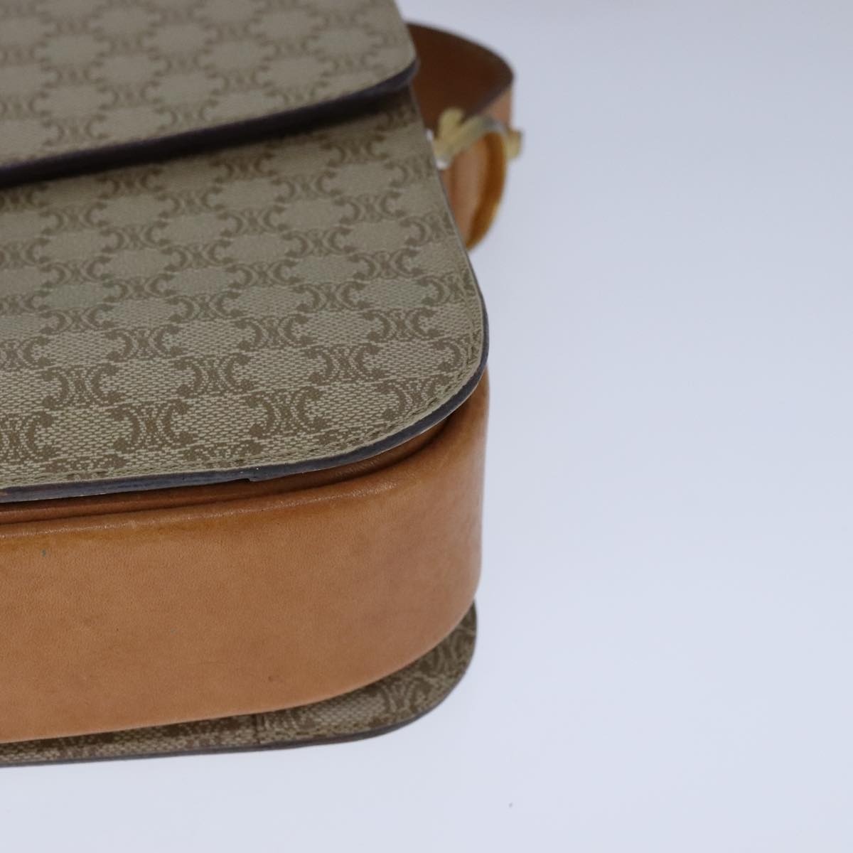CELINE Macadam Canvas Shoulder Bag Pvc Beige Gold - 15