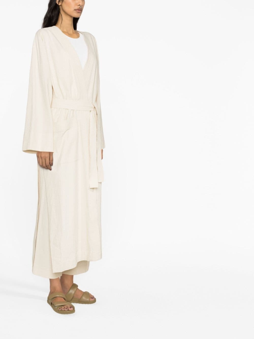 ribbed detailing square-sleeved dress - 3