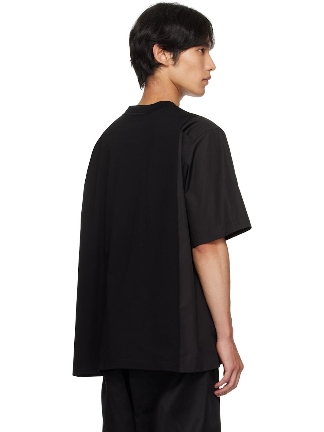 Black Poplin x Cotton Jersey T-shirt - 3