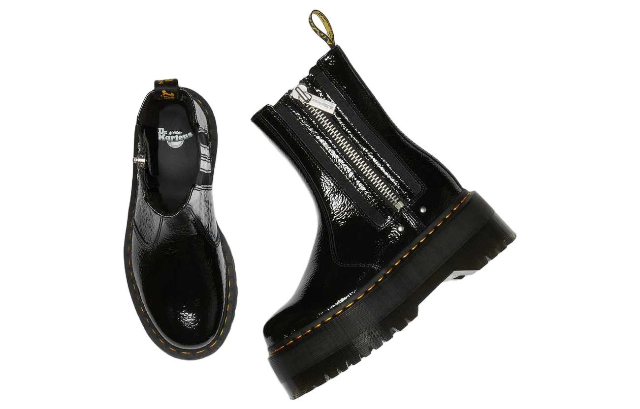 (WMNS) Dr. Martens 2976 Max Distressed Patent Chelsea Platform Boots 'Black' 27796001 - 4