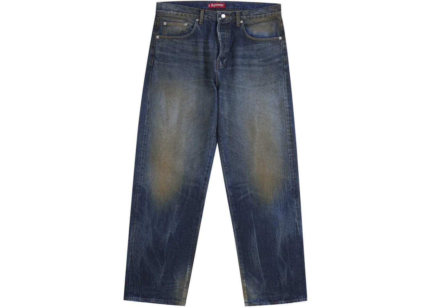 Supreme Distressed Loose Fit Selvedge Jean (SS25) Washed Indigo - 1