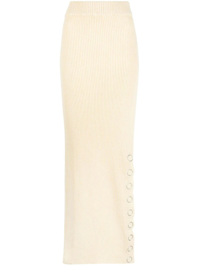 snap-button rib-knit maxi skirt 1