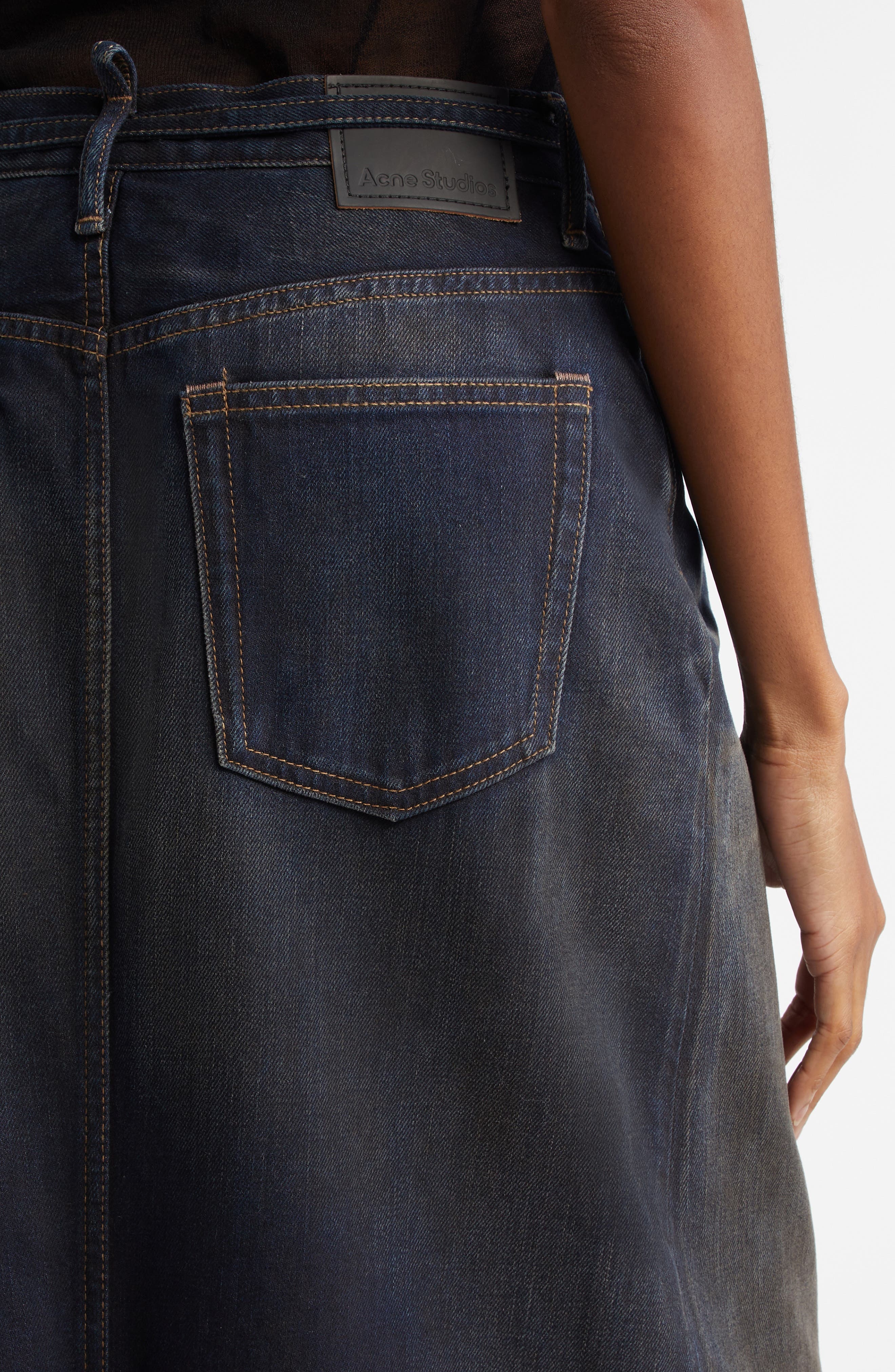 Acne Studios Talia Darkside Belted Denim Maxi Skirt in Dark Blue at Nordstrom - 5