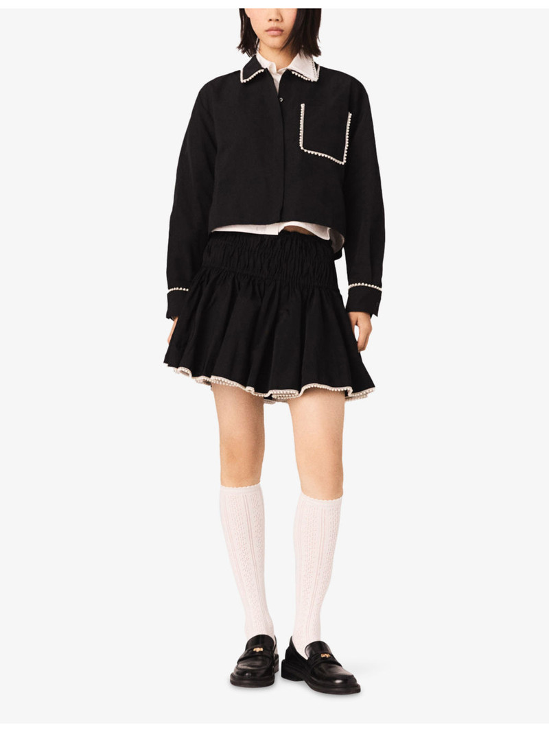 maje Embellished-Trim Woven Mini Skirt outlook