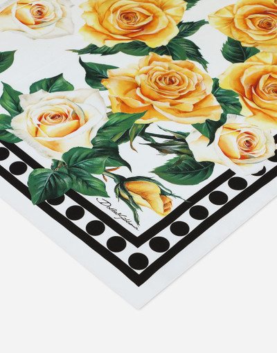 Dolce & Gabbana Twill scarf with yellow rose print (70 x 70) outlook