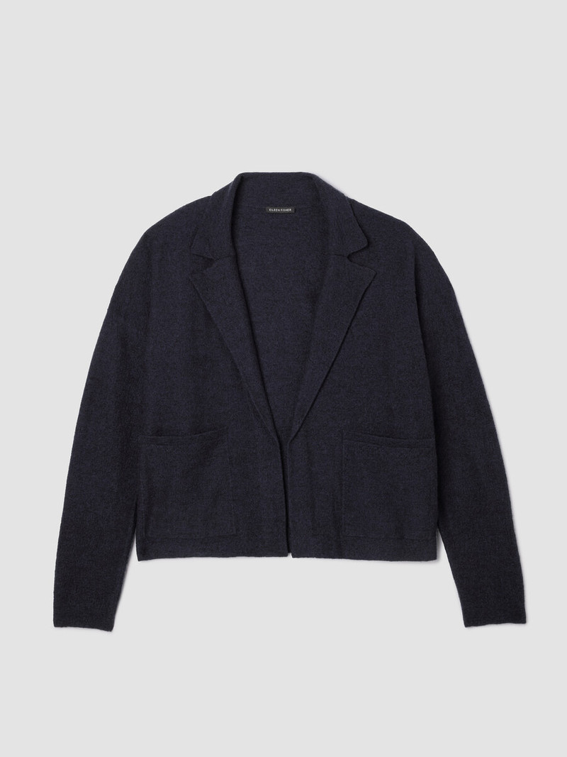 Fine Felted Wool Notch Collar Cardigan in Regenerative Wool 1