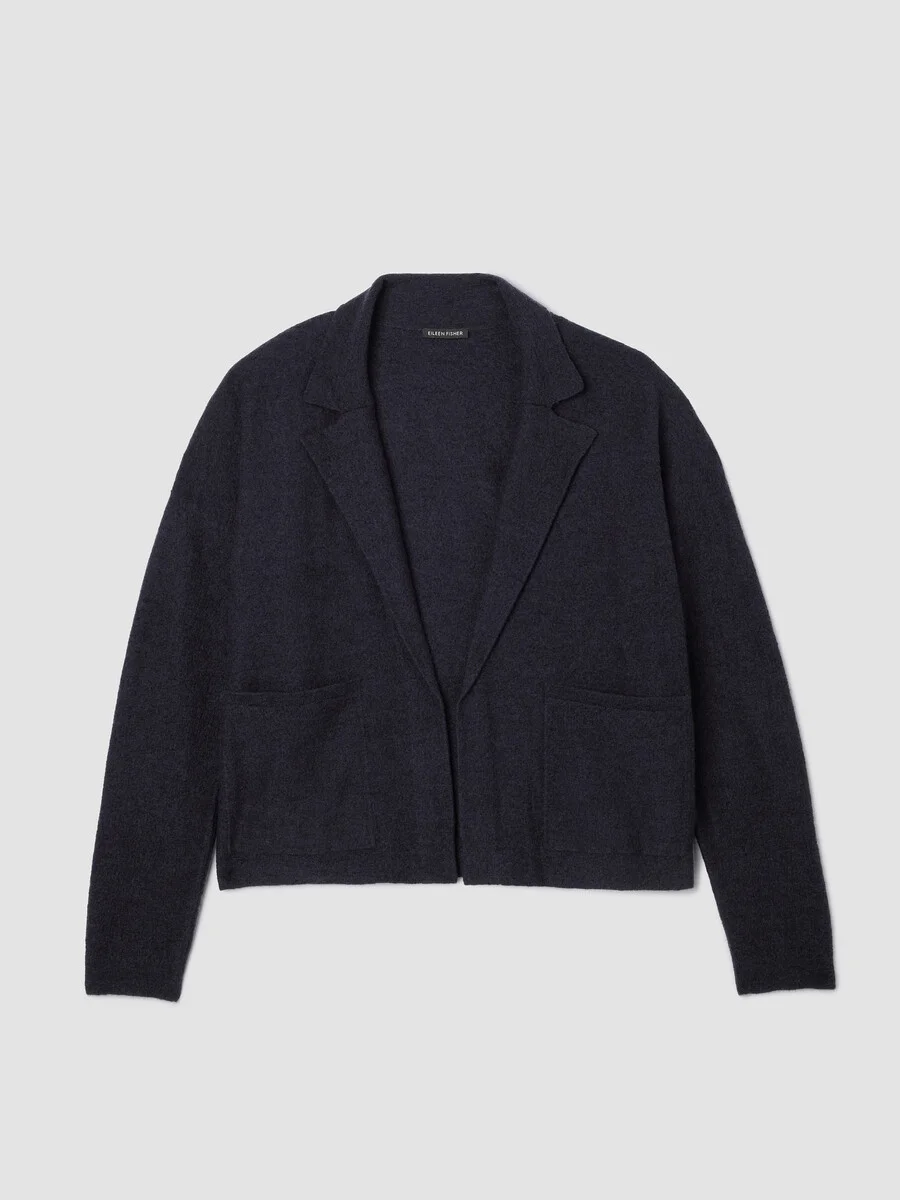 Fine Felted Wool Notch Collar Cardigan in Regenerative Wool - 1