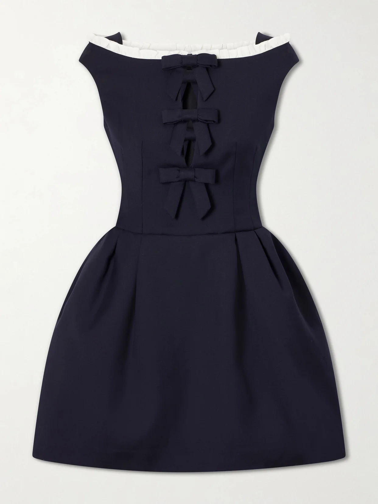 Bow Cut-out Sleeveless Wool Mini Dress - 1