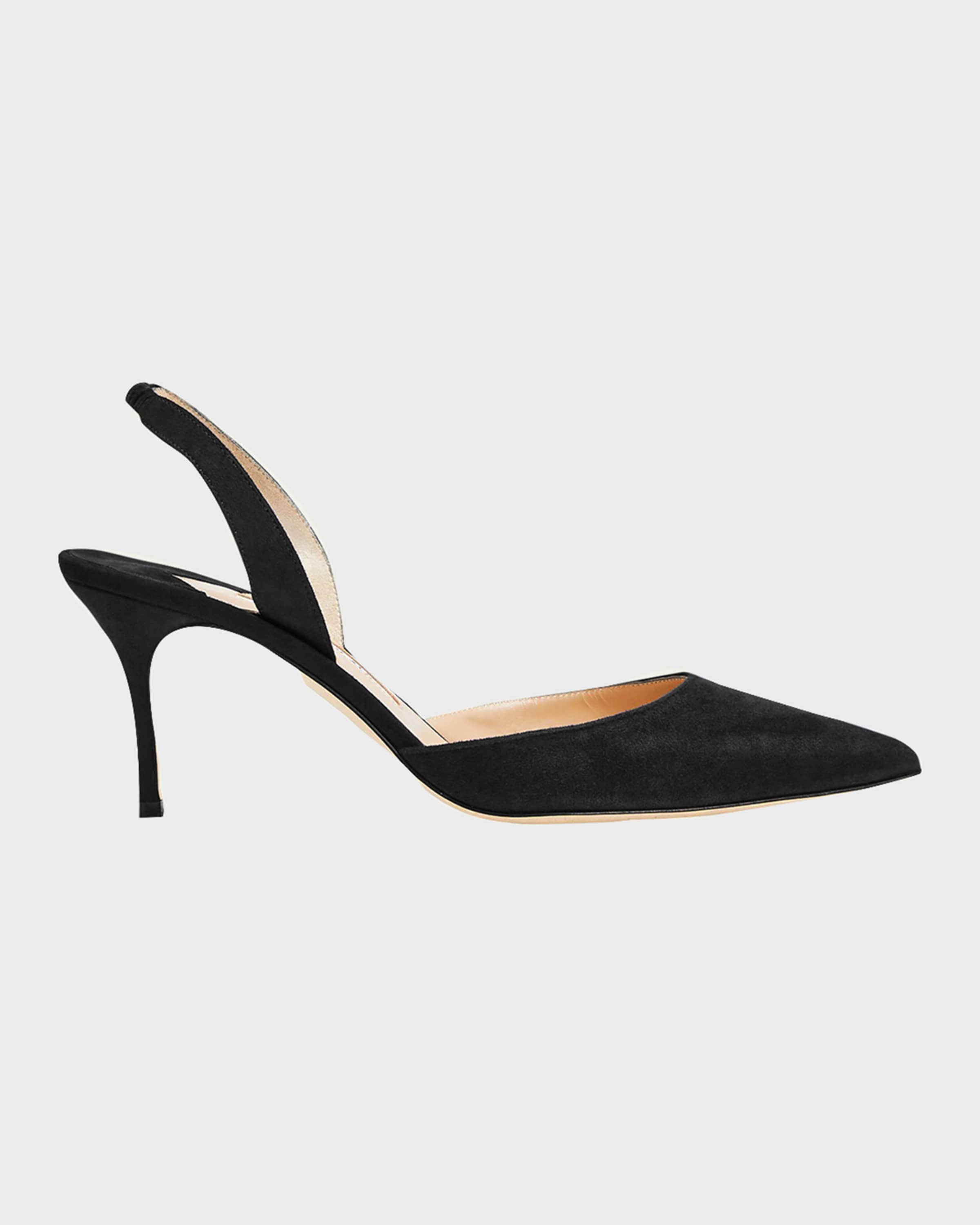 Carolyne Suede Mid-Heel Slingback Pump - 1