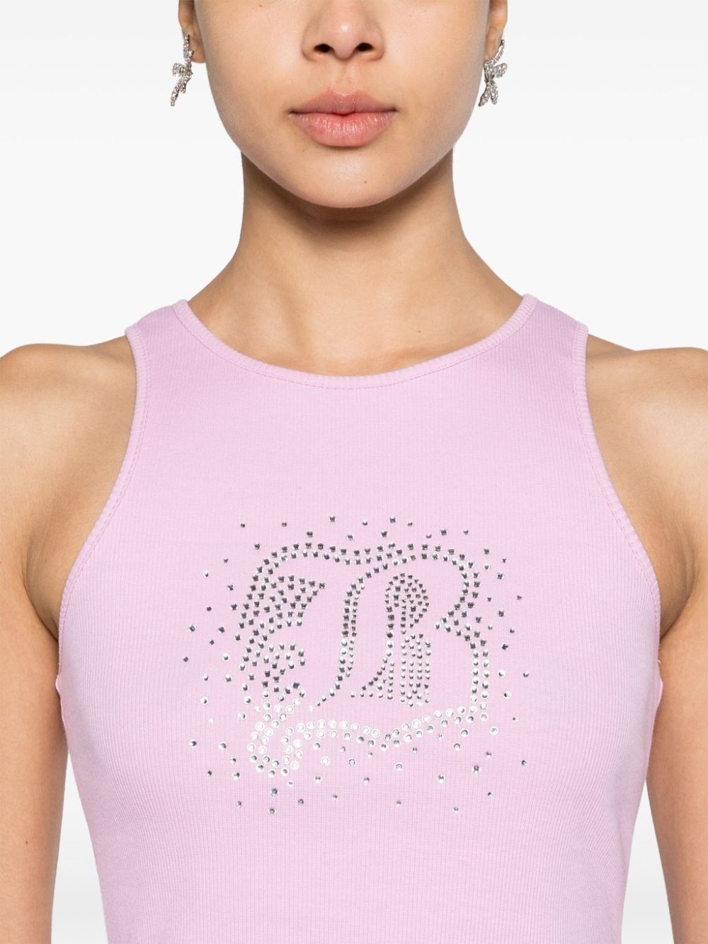 rhinestone-embellished fine-ribbed tank top - 5