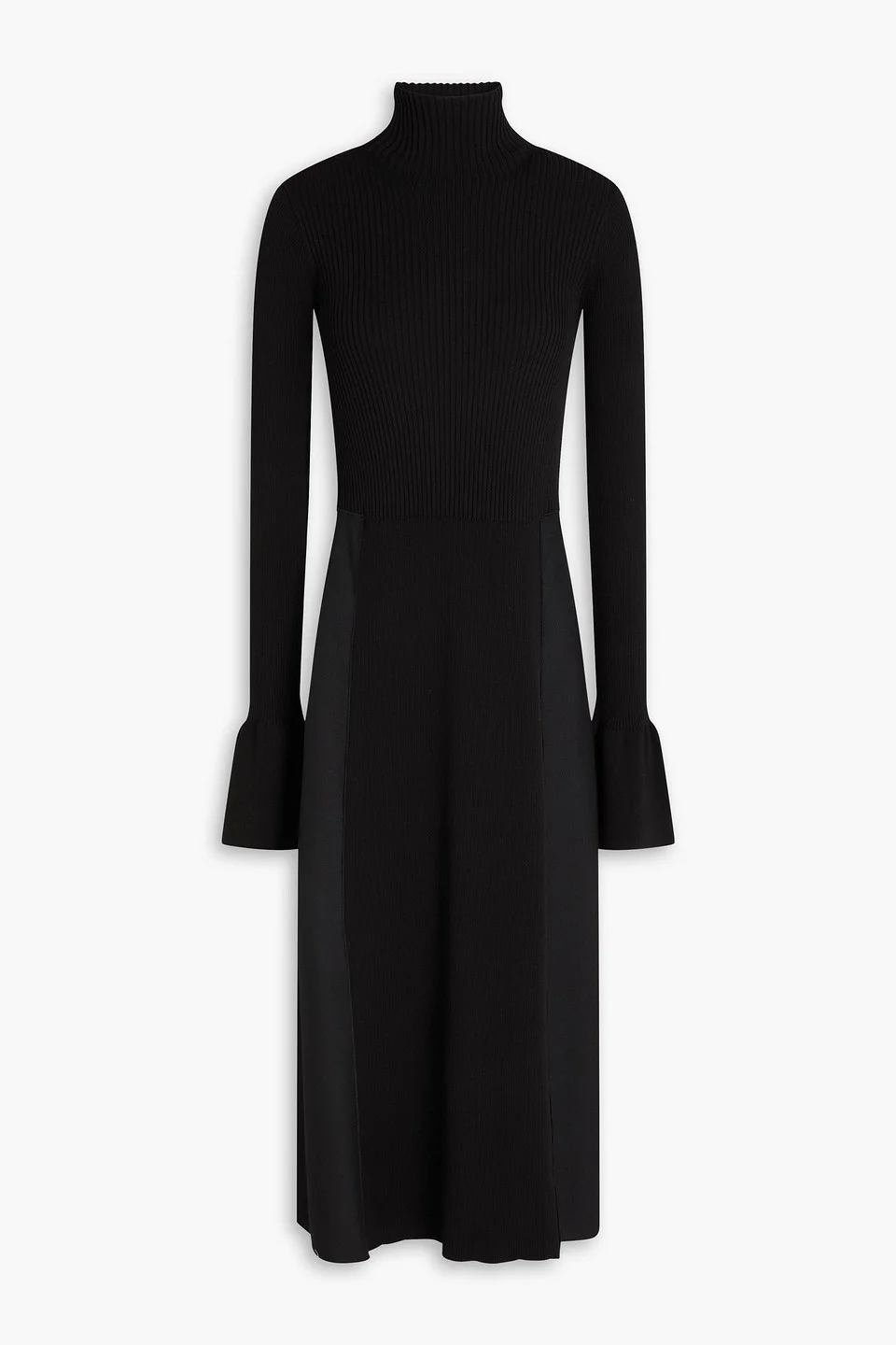 Duperre crepe and ribbed-knit turtleneck midi dress - 1