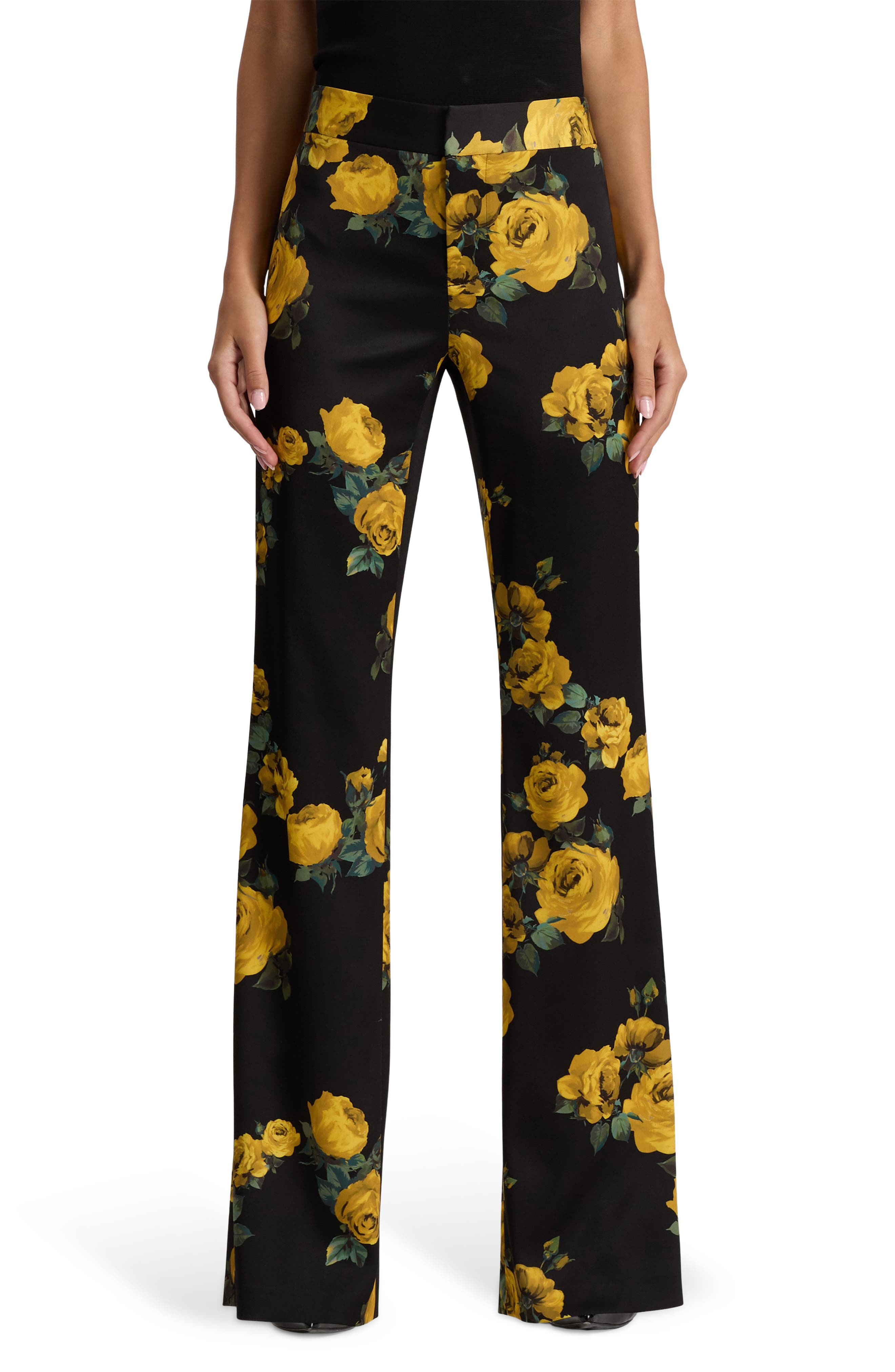 Alice + Olivia Livi Floral Print Bootcut Pants in Rosehips at Nordstrom - 1