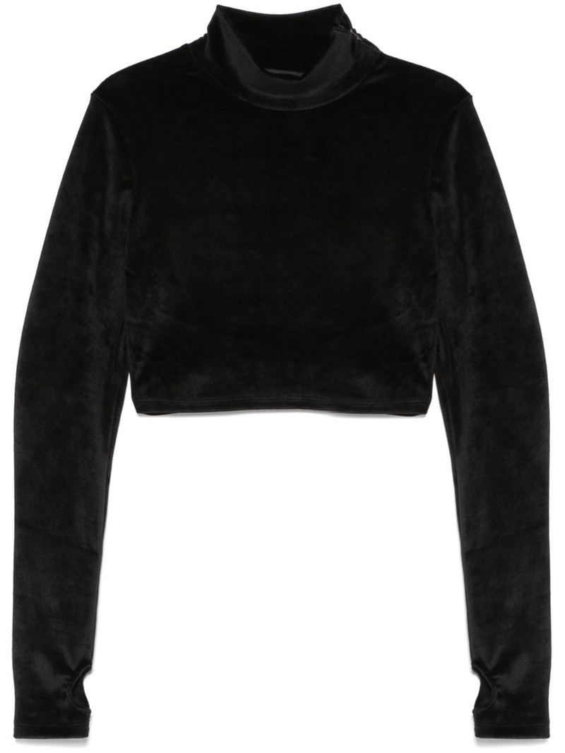 chocker-detailed velvet T-shirt 1