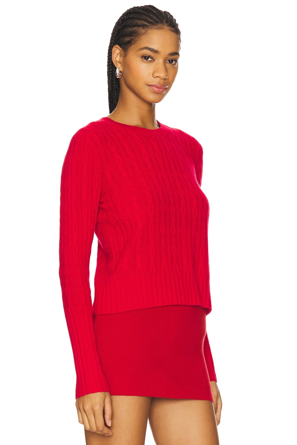 Cable Shrunken Cashmere Crew Sweater - 3