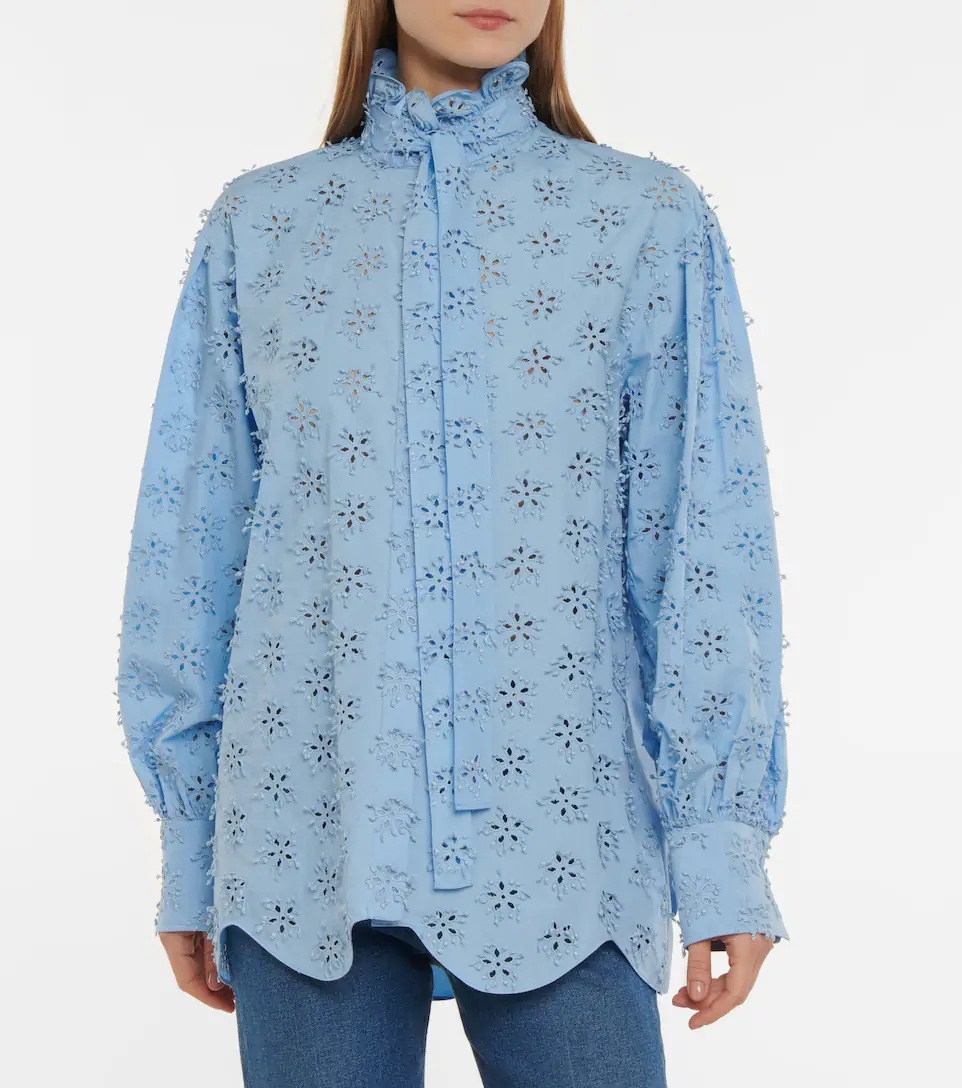 Broderie anglaise cotton-blend blouse - 5