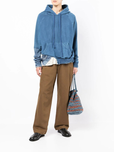 Greg Lauren patchwork drawstring hoodie outlook