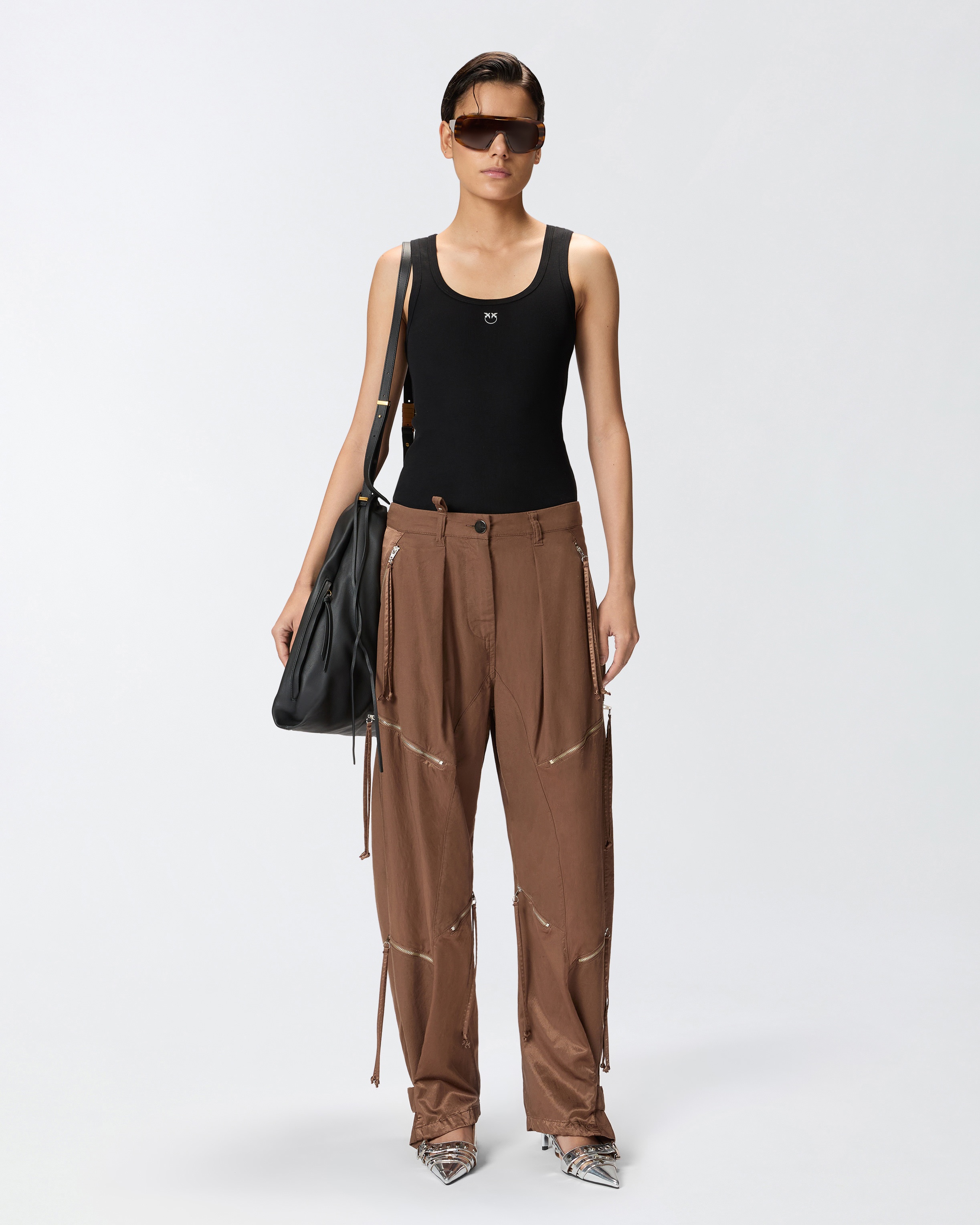 P-PANTS IN GABARDINE AND SATIN WITH ZIP - 2