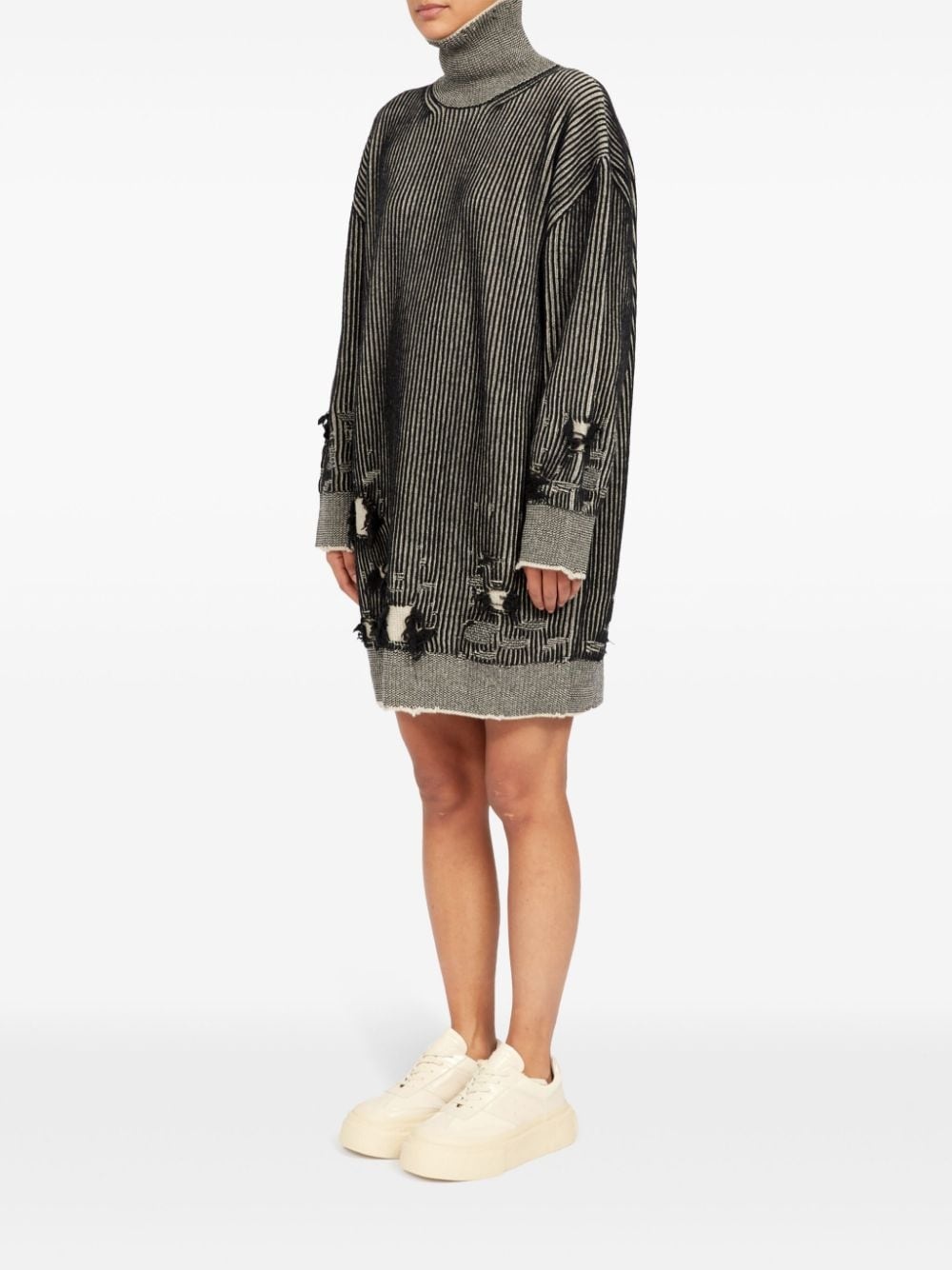 distressed rib-knit jumper dress - 6