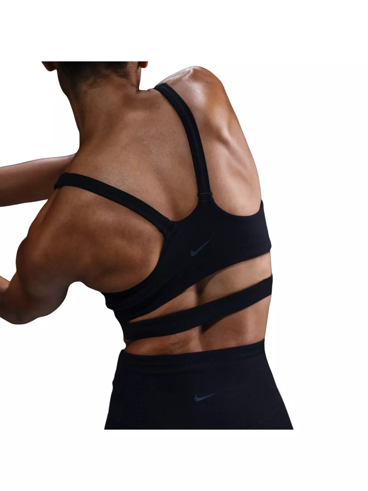 Women's Zenvy Rib Light-Support Padded Longline Sports Bra-Black - 2
