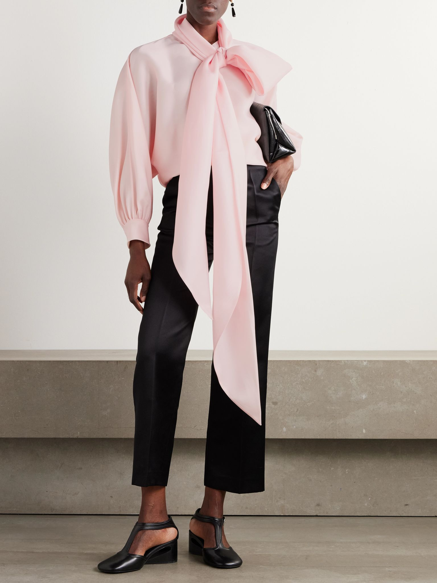 Patricia tie-neck silk-organdy blouse Baby pink - 2