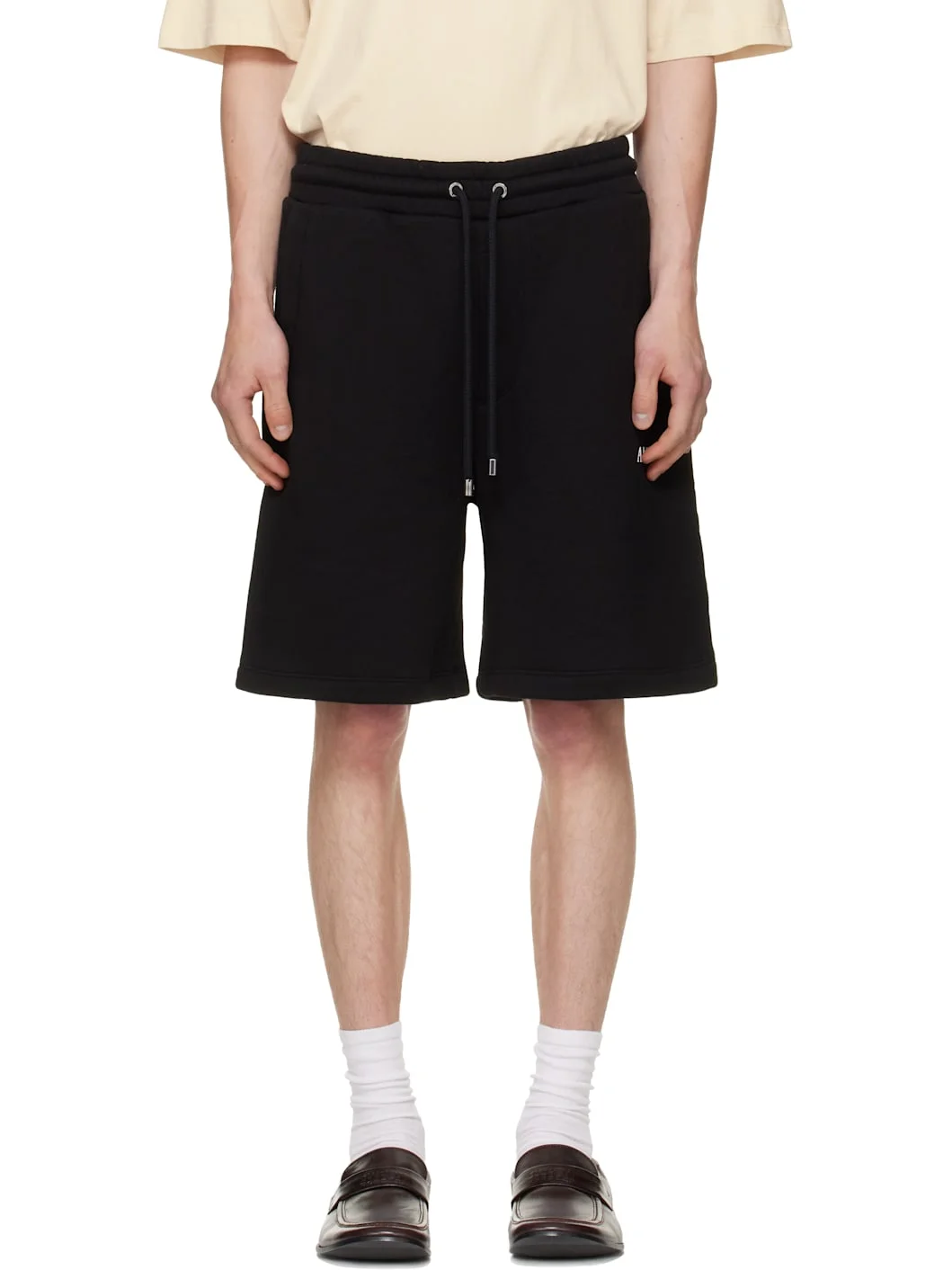 Black Relaxed Pull On Sweat Shorts - 1