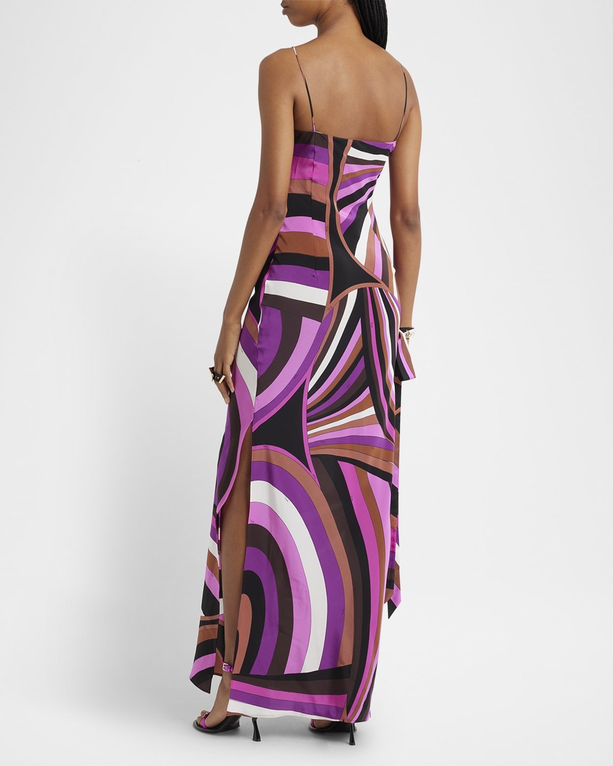 Abstract-Print Silk-Stretch Maxi Slip Dress - 4