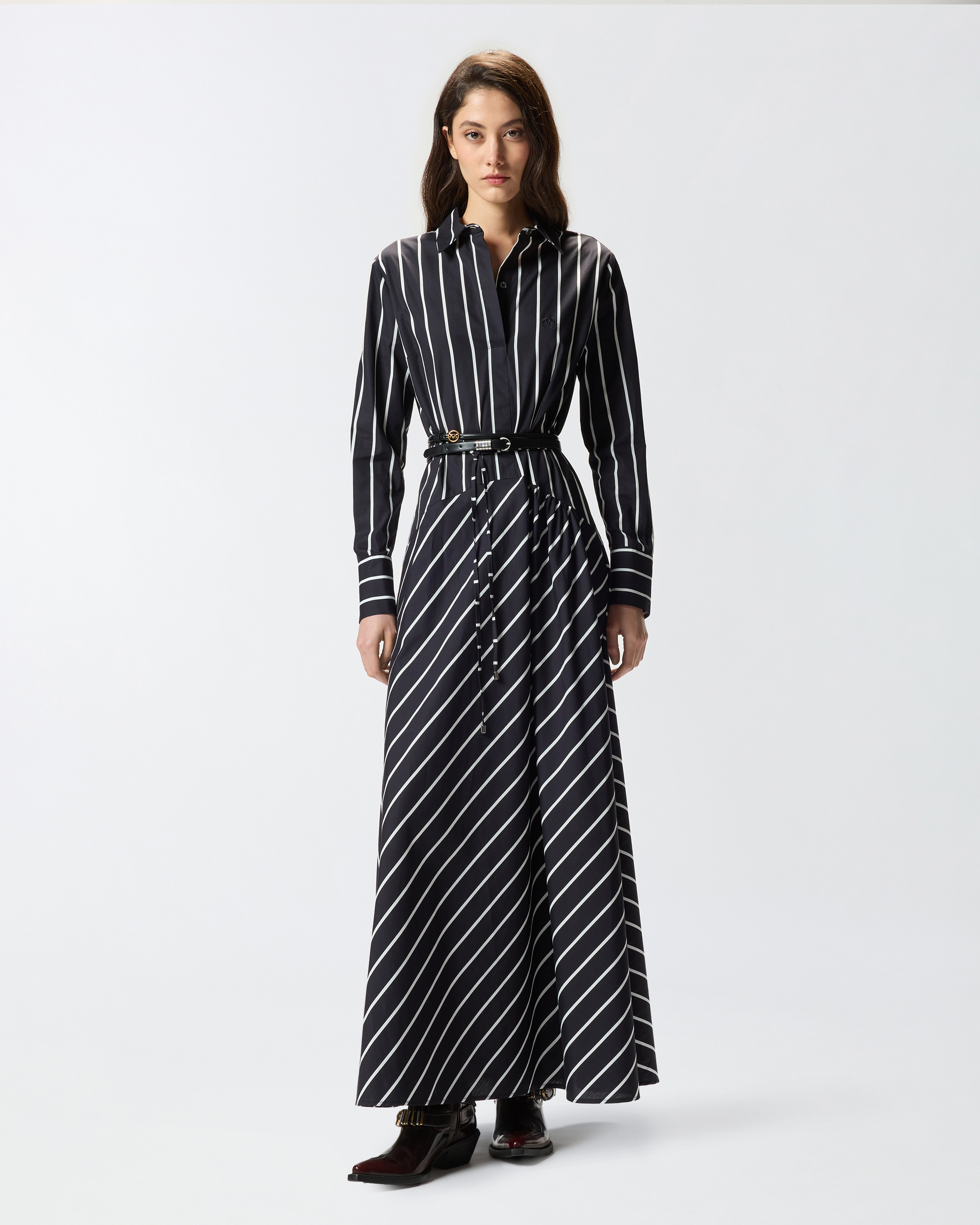 LONG STRIPED POPLIN DRESS - 5