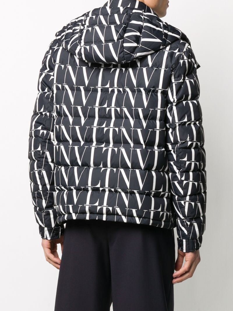 VLTN print hooded down jacket - 4