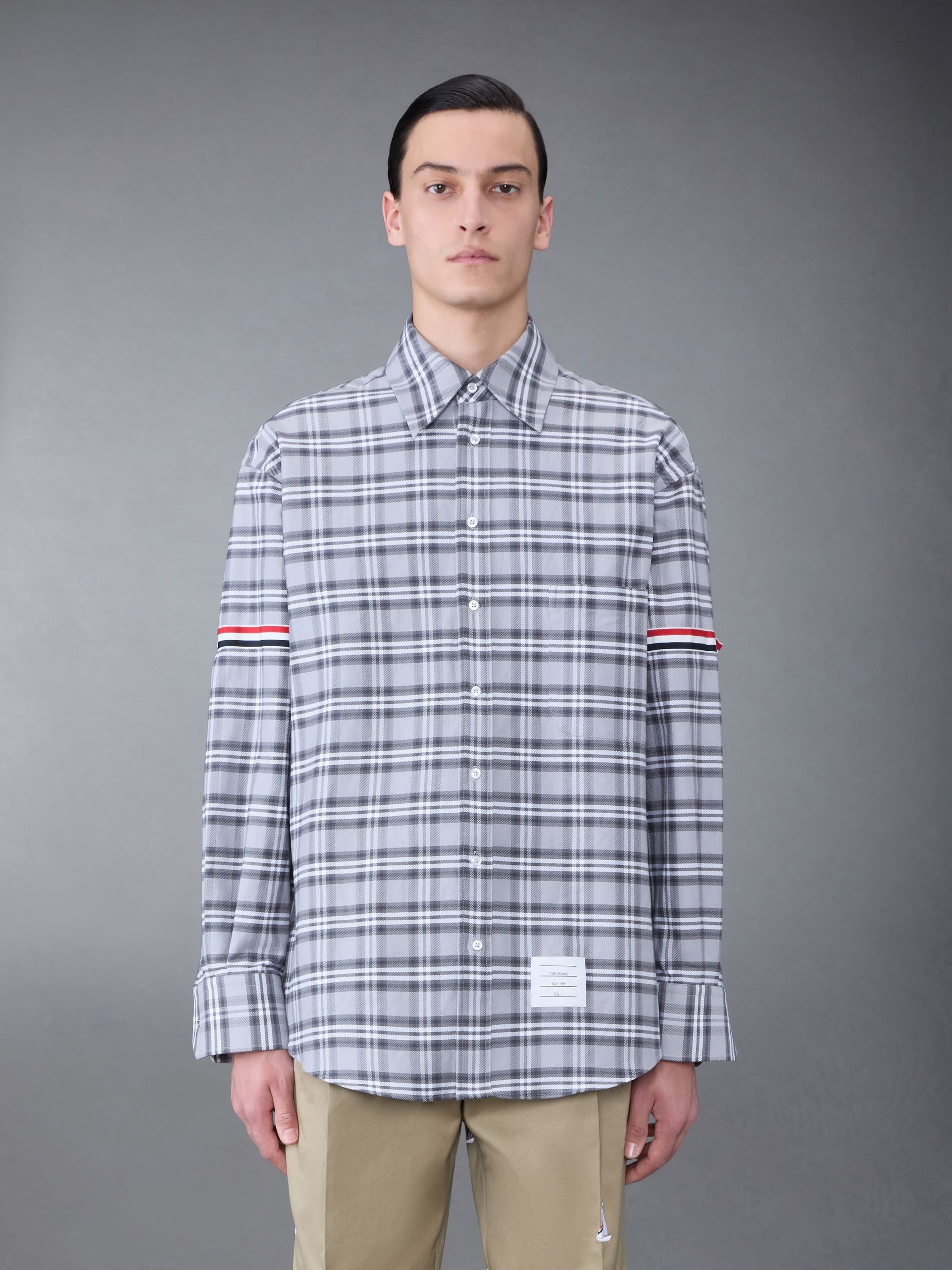 Prince of Wales Check Twill Armband Oversized Shirt - 2