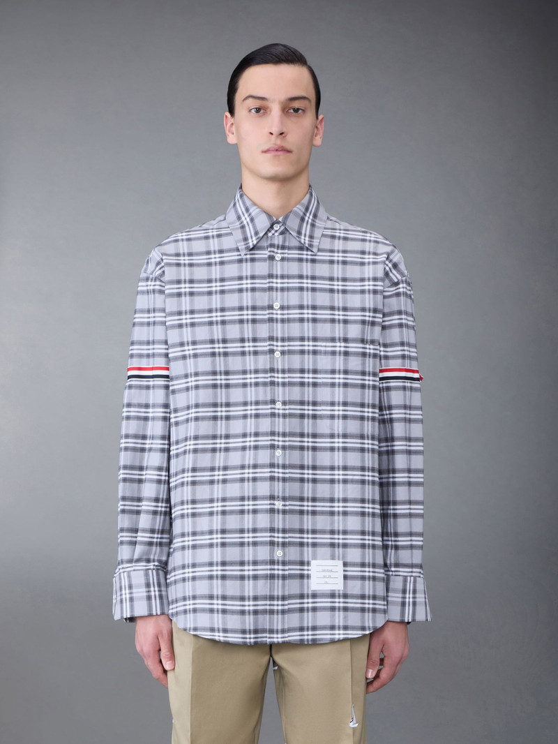 Thom Browne Prince of Wales Check Twill Armband Oversized Shirt outlook