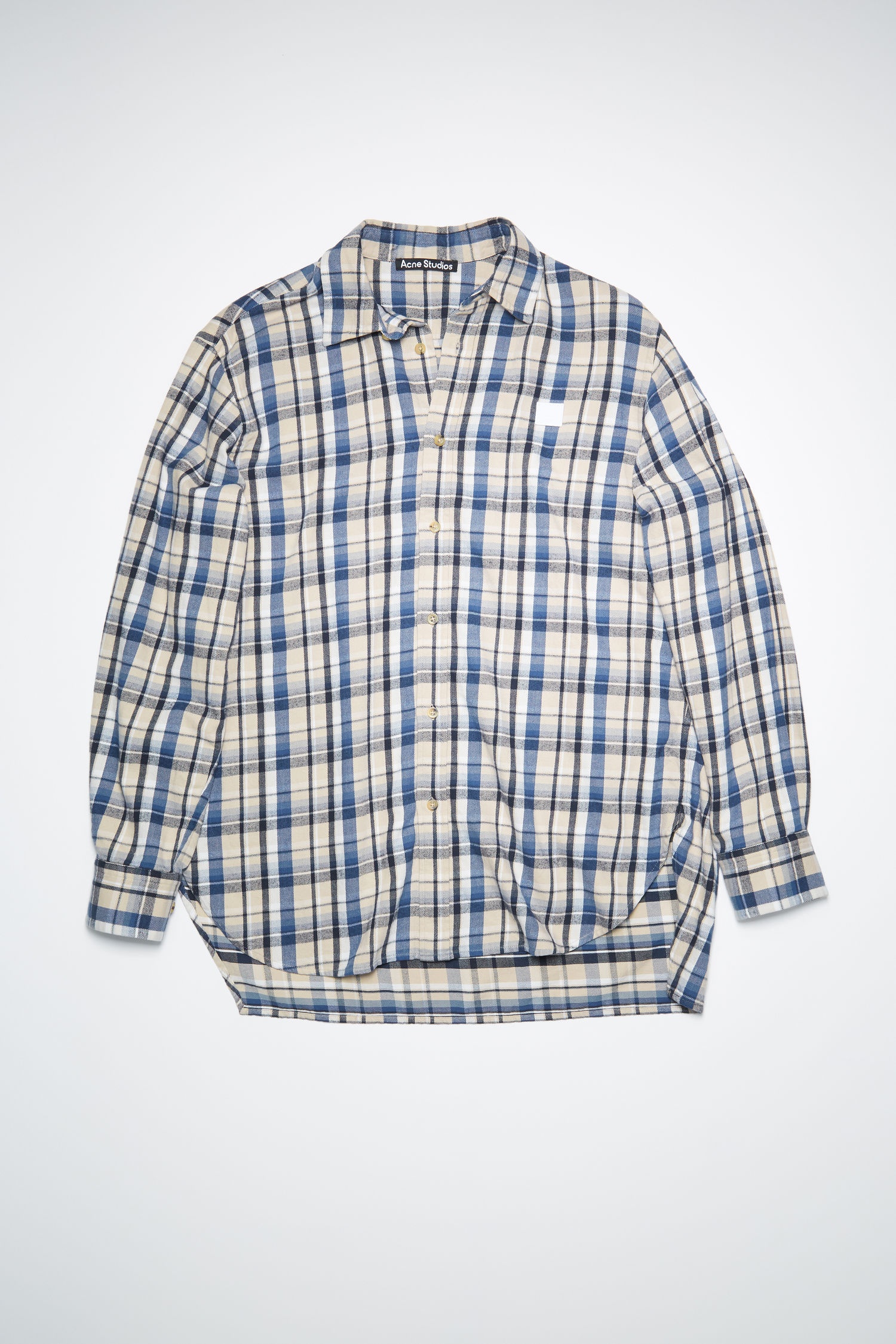 Flannel shirt - Oat beige/blue - 4