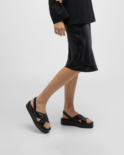Prada Quilted Leather Crisscross Flatform Sandals outlook