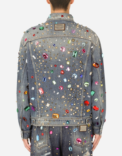 Dolce & Gabbana Oversize denim jacket with crystal and stud embellishment outlook