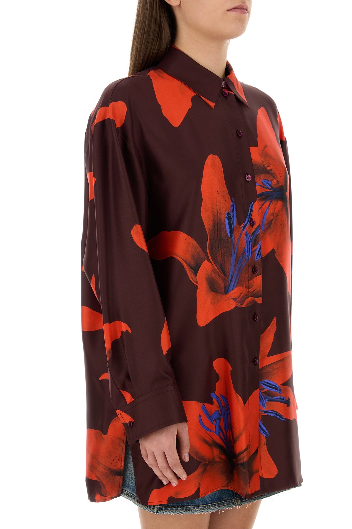 Printed satin oversize shirt - 3