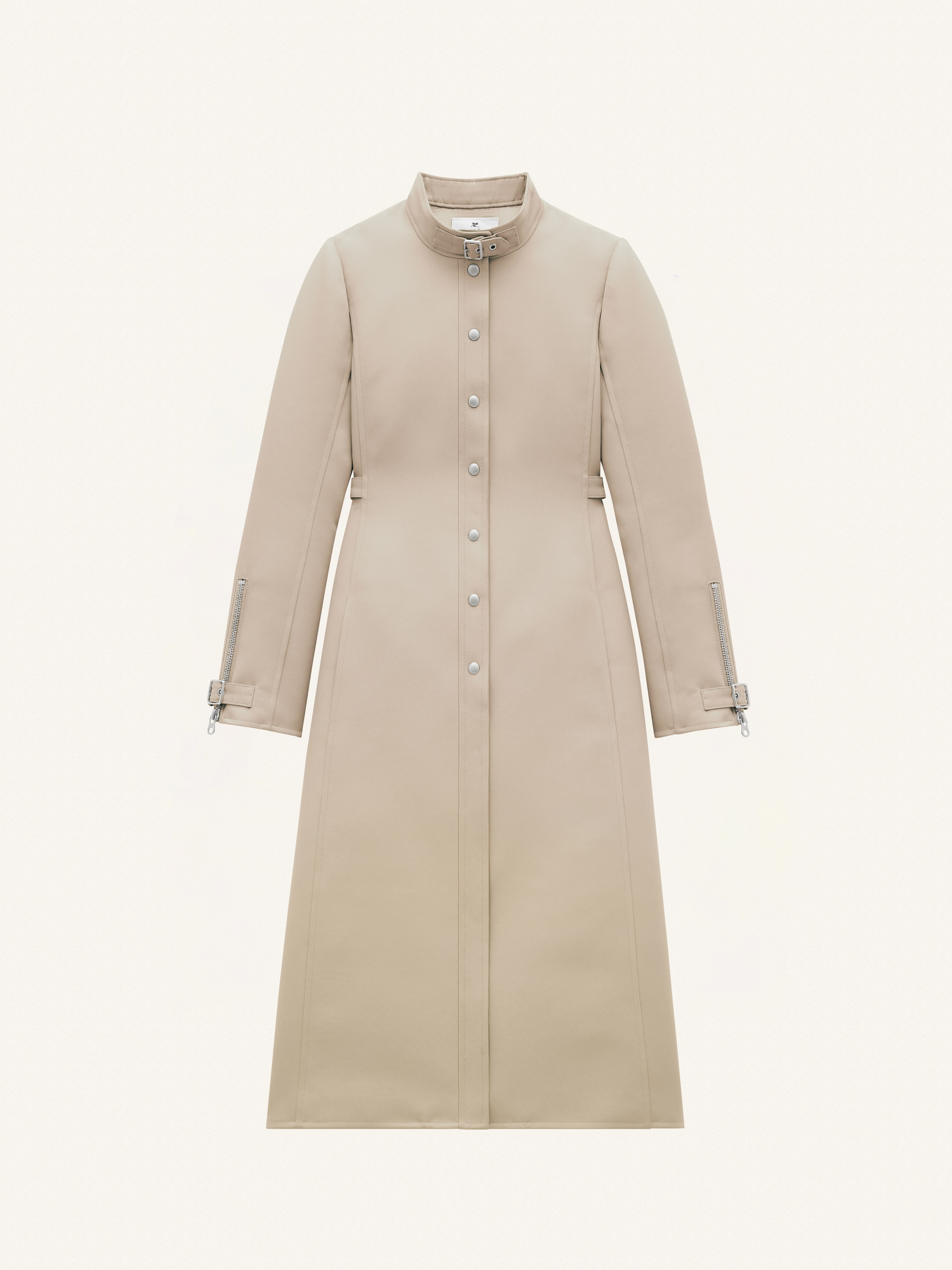 BUCKLE TWILL LONG COAT - 1