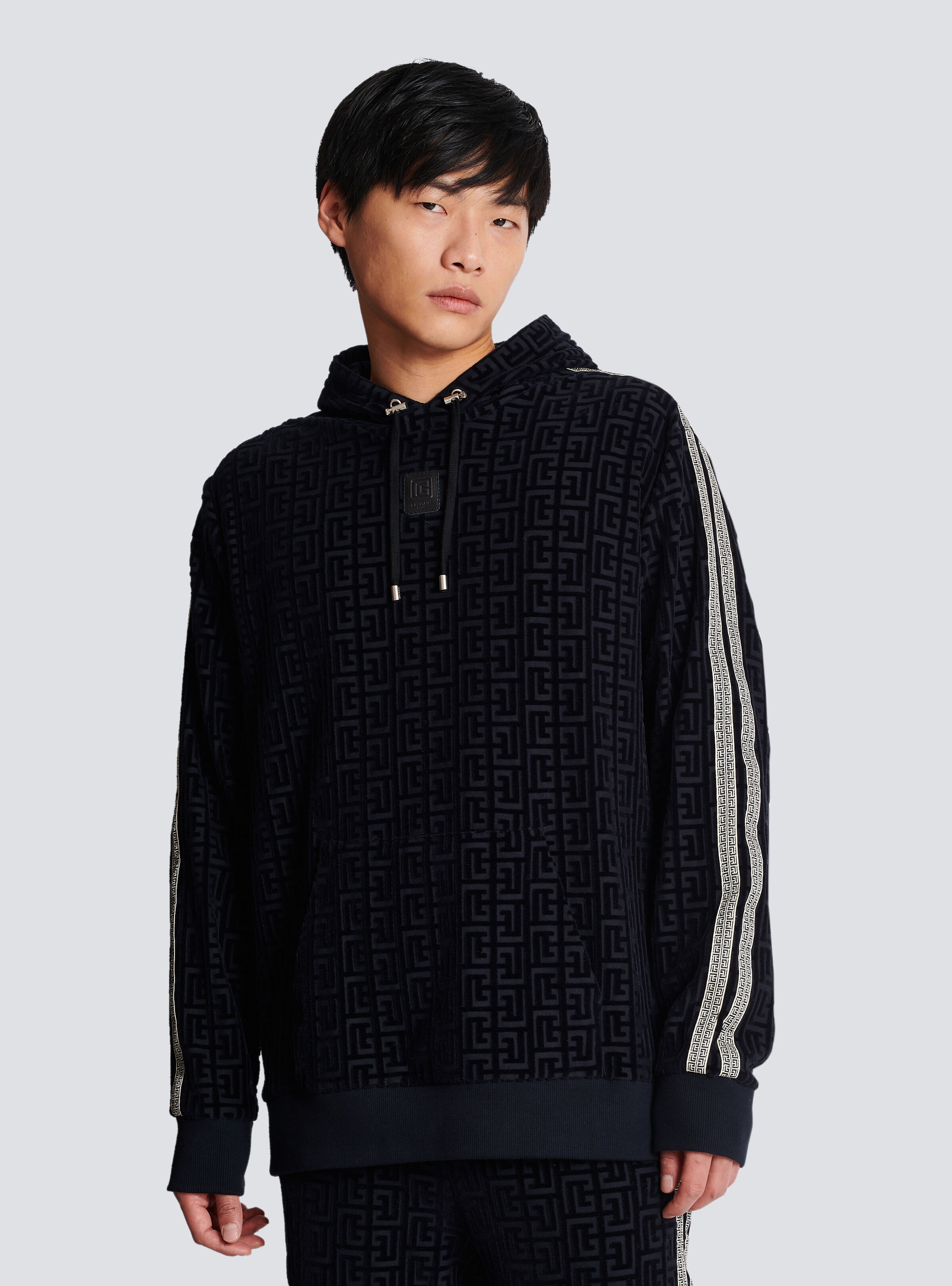 Monogrammed velvet hooded sweatshirt - 6