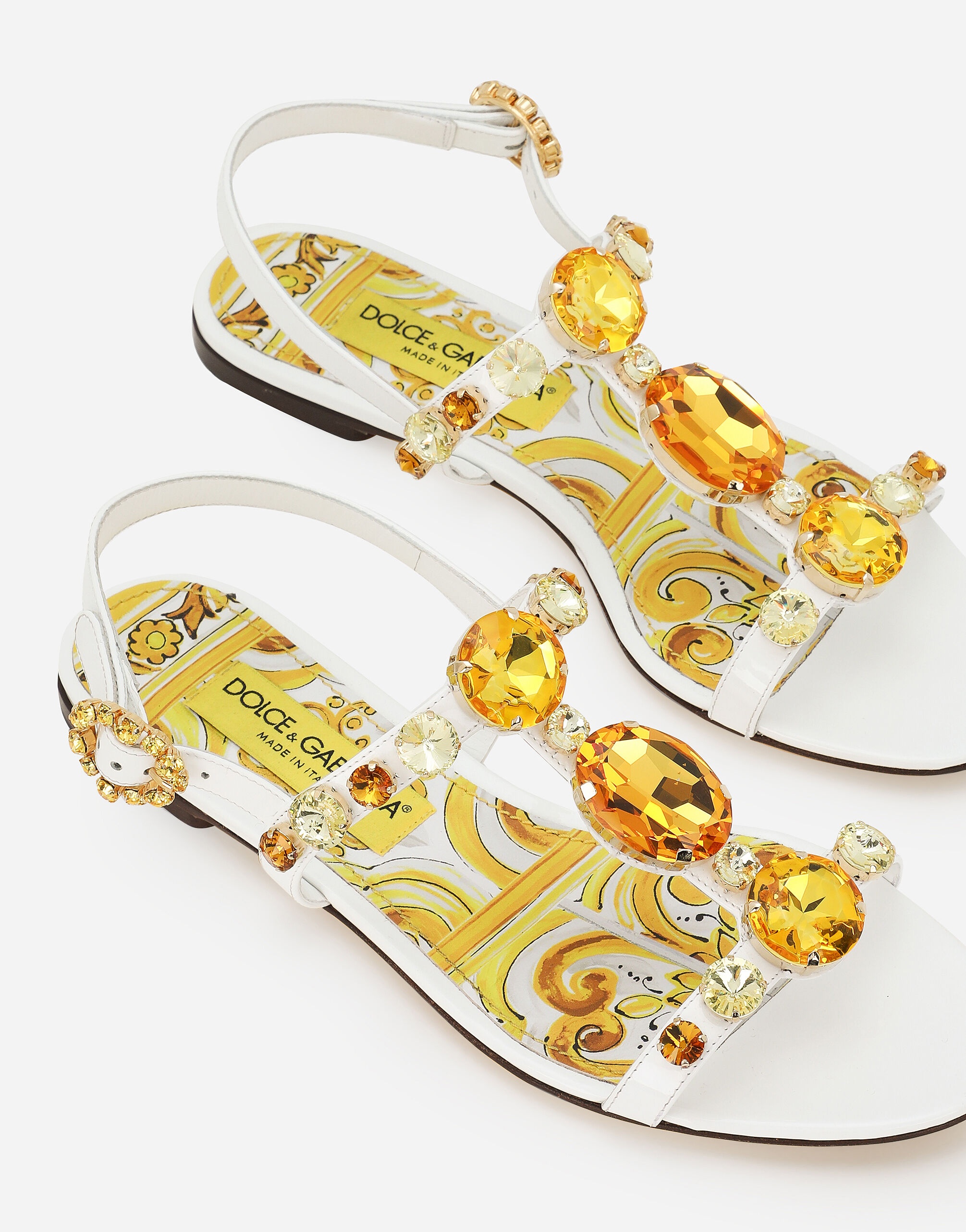 Patent leather sandals with stone embellishment - 5