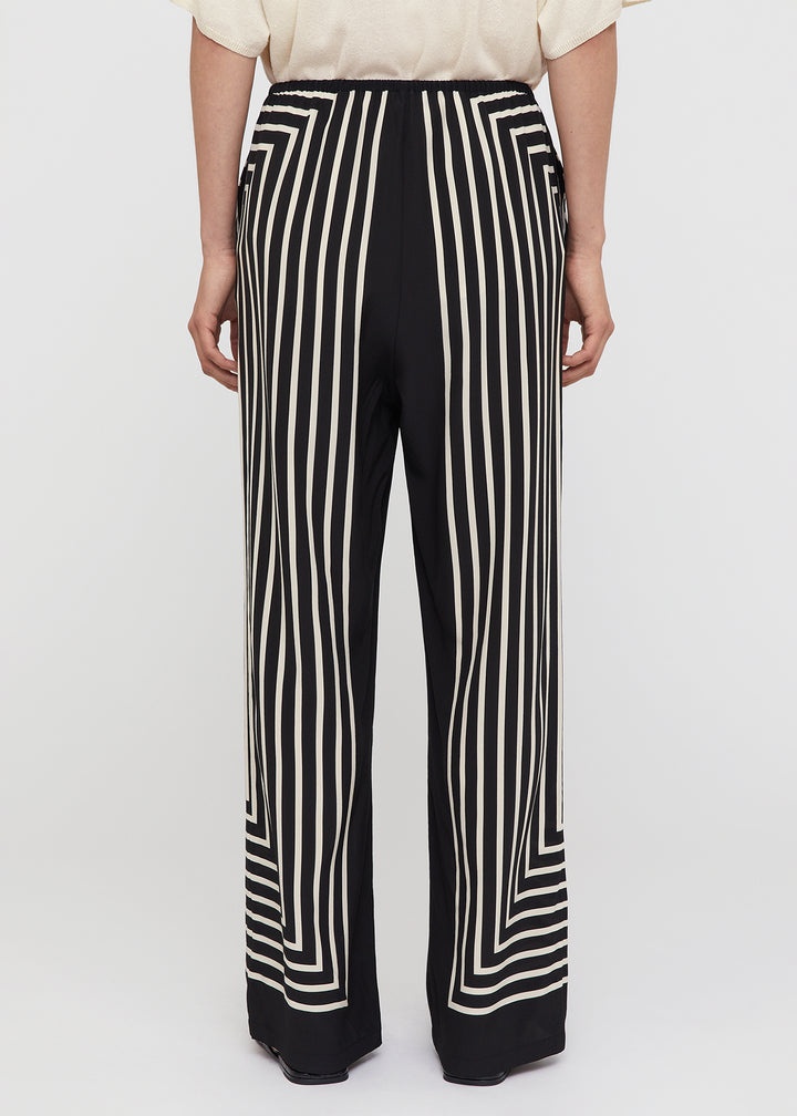 Monogram silk slacks black - 3