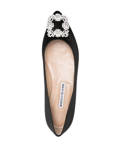Manolo Blahnik black Hangisi crystal ballerina shoes outlook