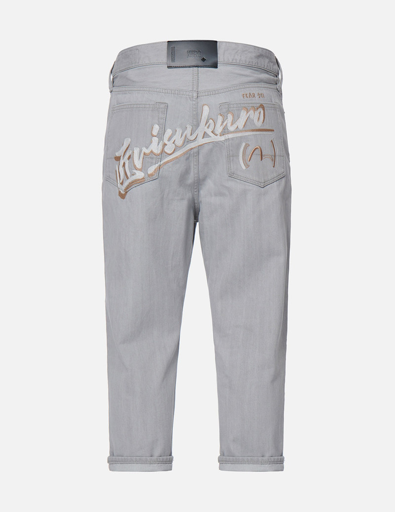 EVISU Logo Embroidery Drop-crotch Cropped-fit Denim Jeans #2027 outlook