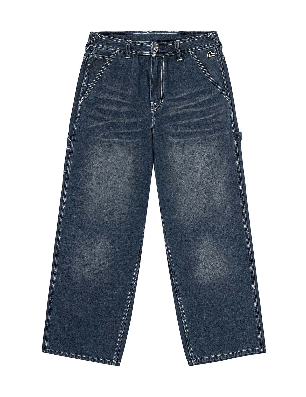 Distressed Seagull Print Loose Fit Cargo Jeans - 2