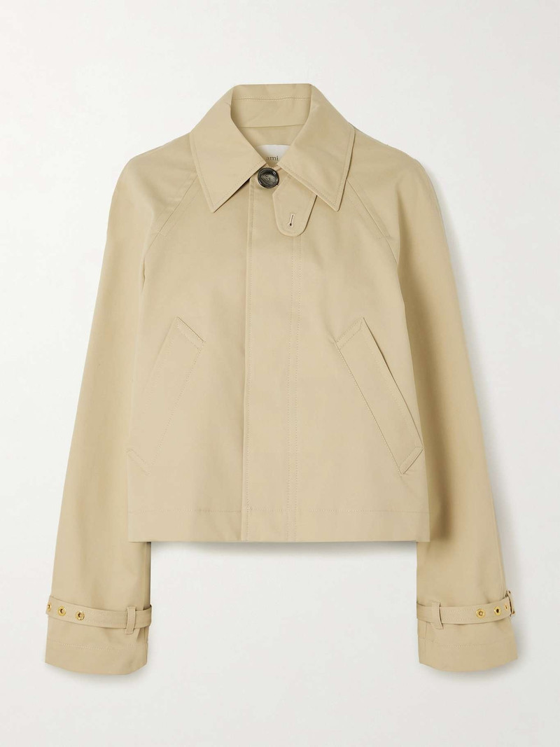 Cropped cotton-canvas jacket Beige 1