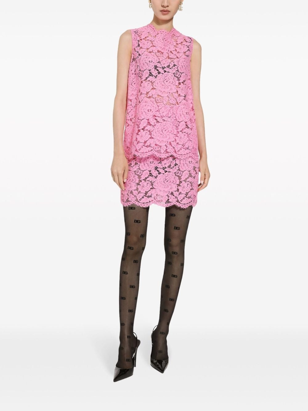 floral lace miniskirt - 3