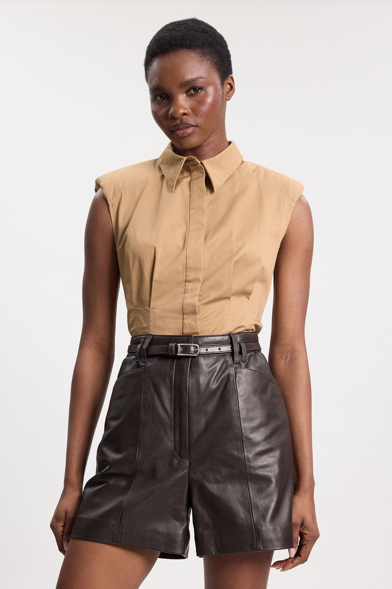 Leather Tailored Shorts 1